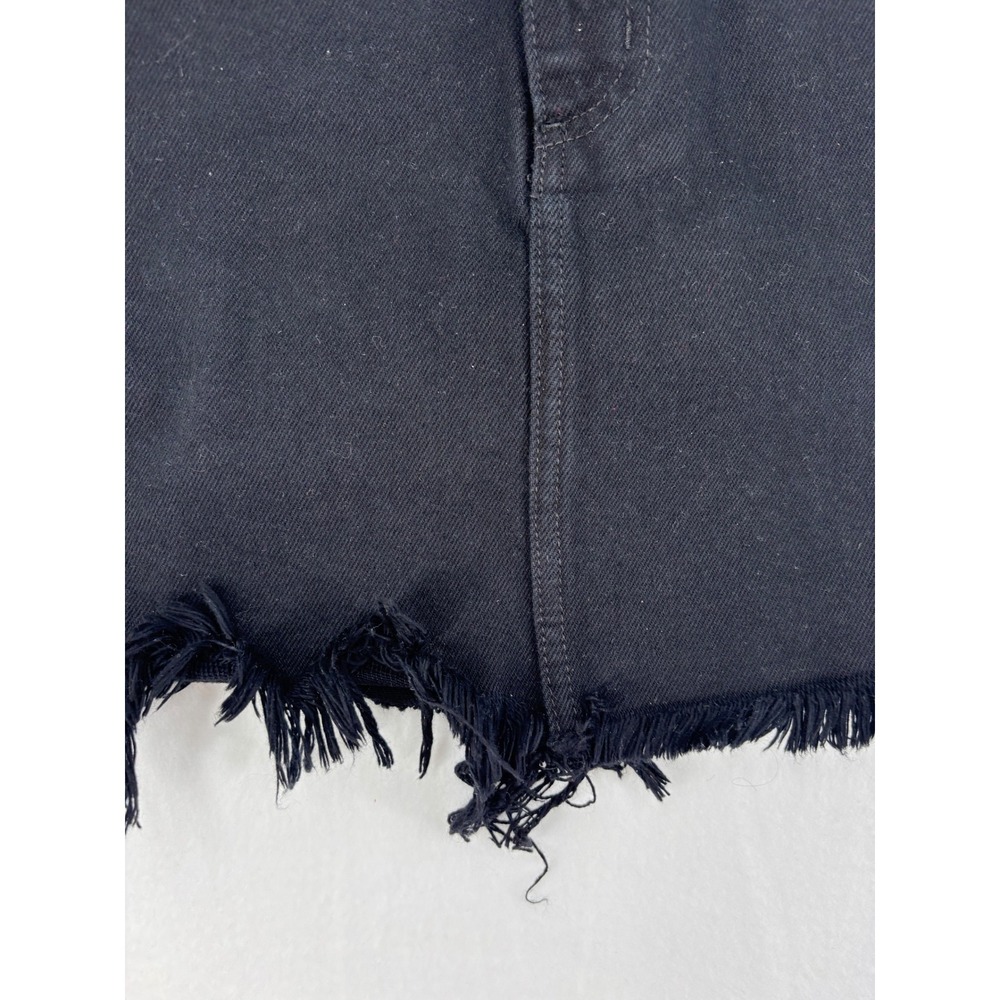 Carmar Denim Mini Skirt Womens 26 Black Orange Racing‎ Stripe Side Zip Raw Hem - Picture 8 of 12